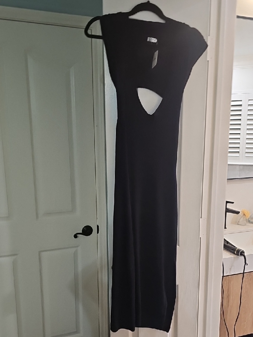 Intimately Free People Black Ribbed Cutout Midi Dress OB1145867 Womens Small NWT